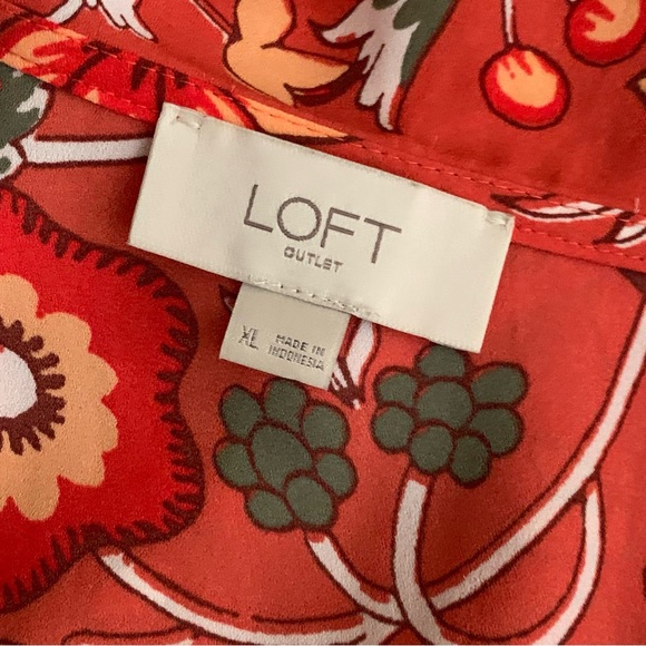 LOFT Floral Sleeveless Blouse Ruffle Size XL - Picture 11 of 12